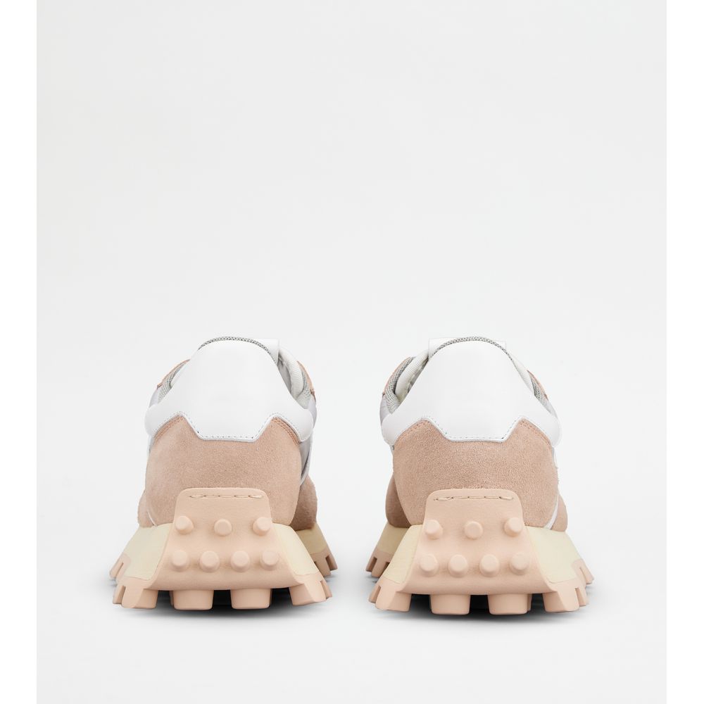 Sneakers Tods 1T In Suede And Fabric Pink Grey White Womens