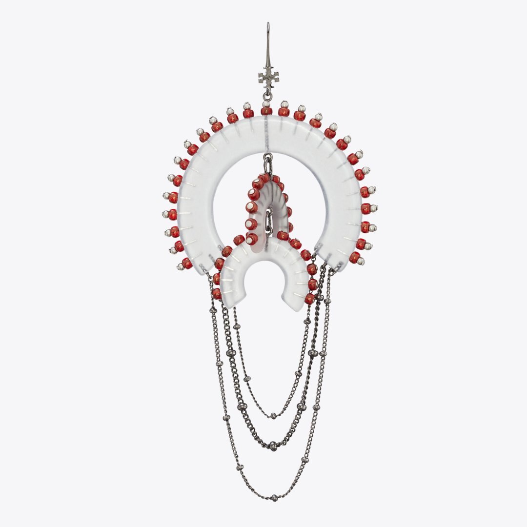 Tory Burch Bead And Resin Chandelier Earrings Black / Clear