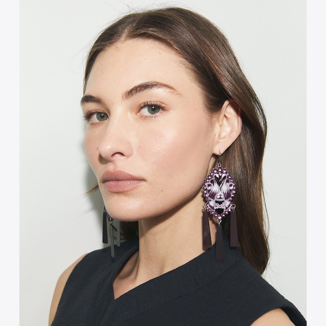 Tory Burch Bird Earrings Tory Silver / Purple