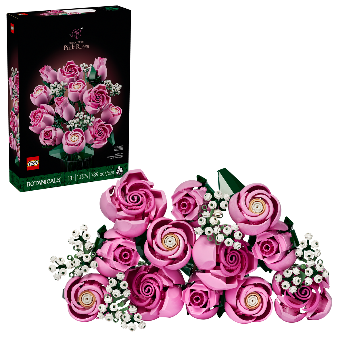 LEGO Botanicals Bouquet of Pink Roses, front