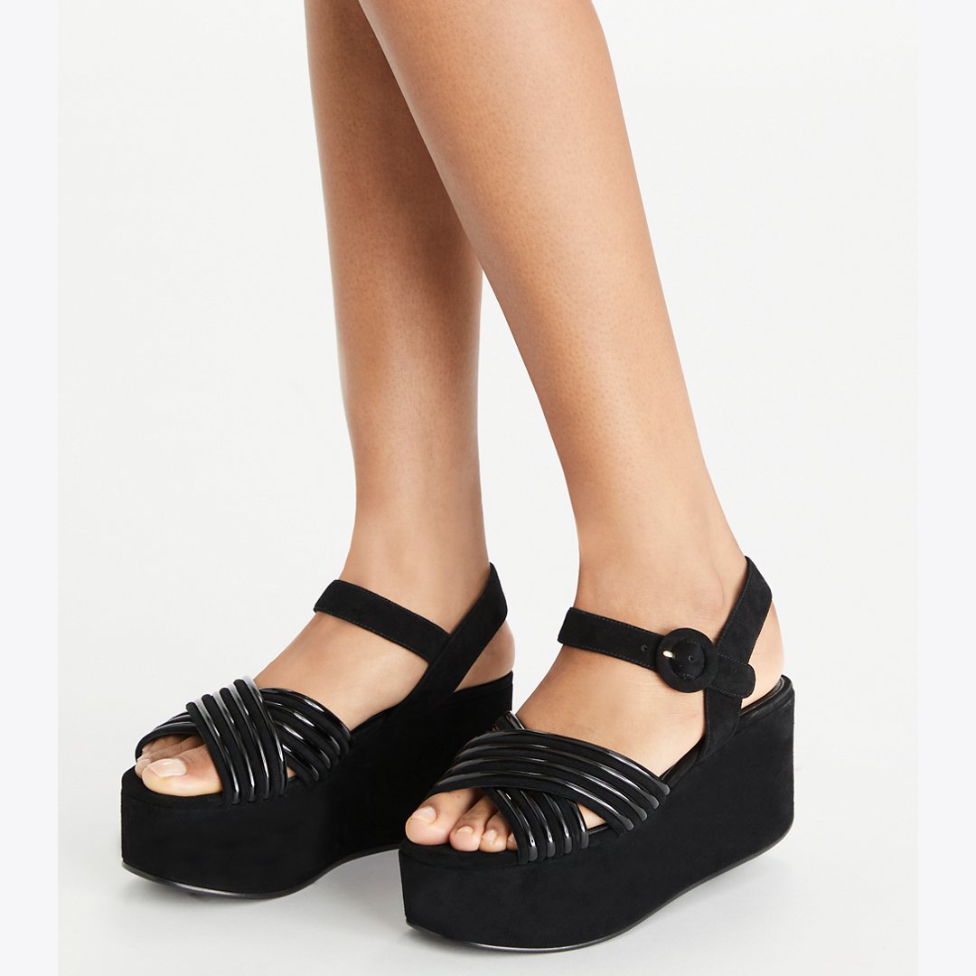 Tory Burch Bombe Cross-Strap Platform Sandal PERFECT BLACK / PERFECT BLACK