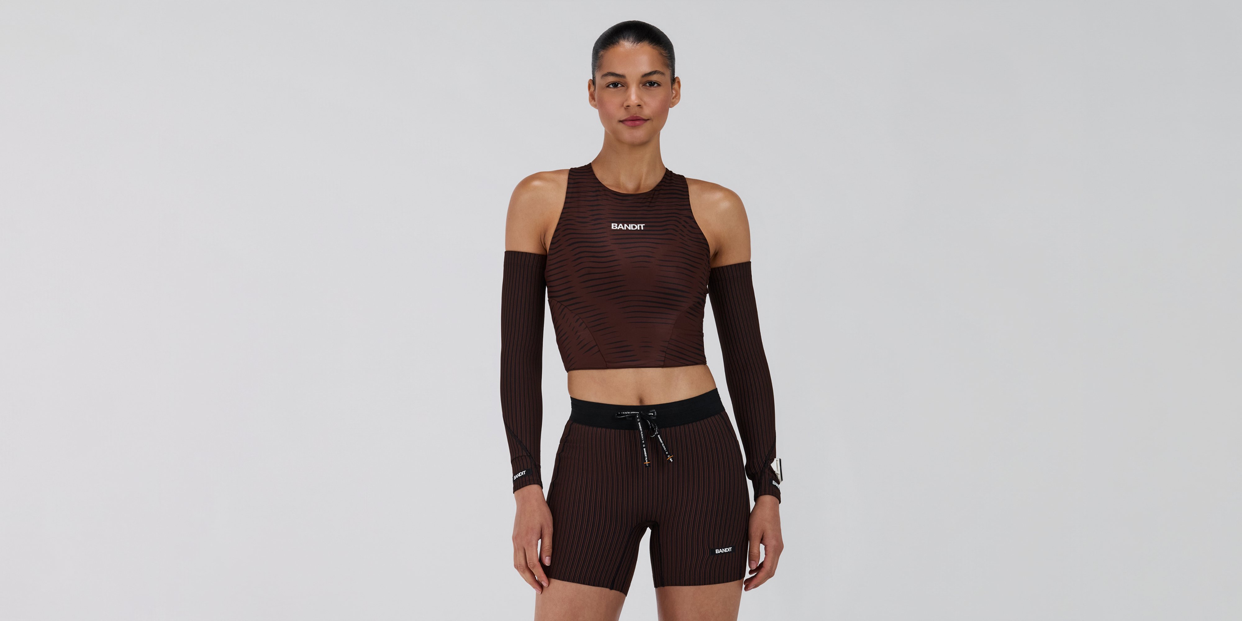 Bandit Womens Stamina Race Crop Organic Stripe Cacao