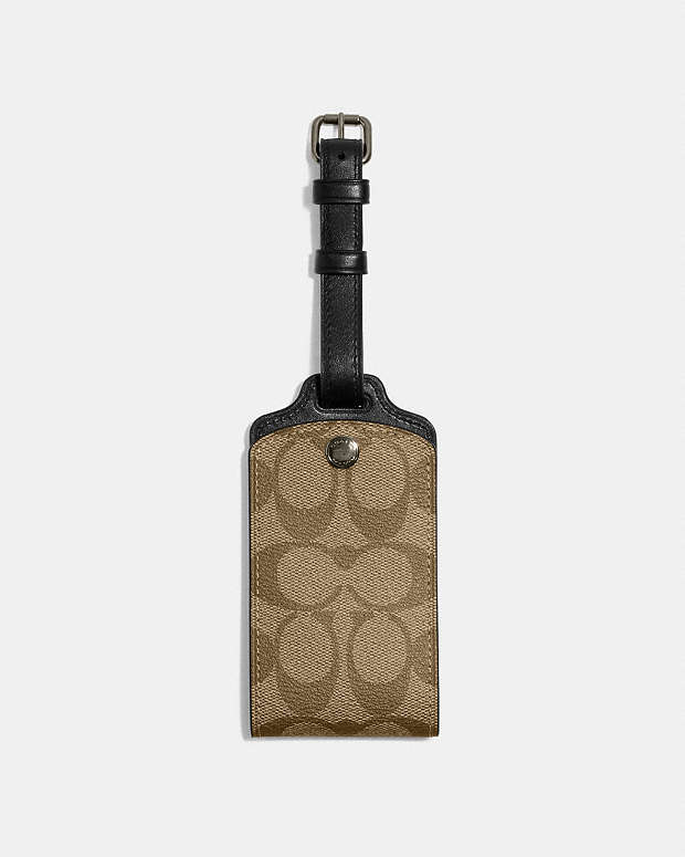 Luggage Tag In Signature Canvas Signature Canvas-Gunmetal-Khaki Signature Canvas-Gunmetal-Khaki