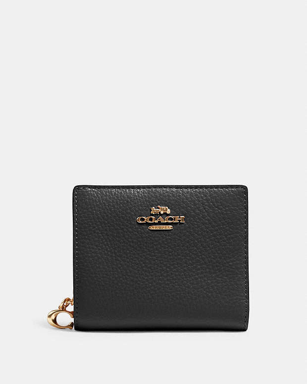 Snap Wallet Pebbled Leather-Gold-Black Pebbled Leather-Gold-Black