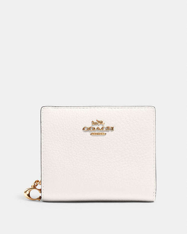 Snap Wallet Pebbled Leather-Gold-Chalk Pebbled Leather-Gold-Chalk