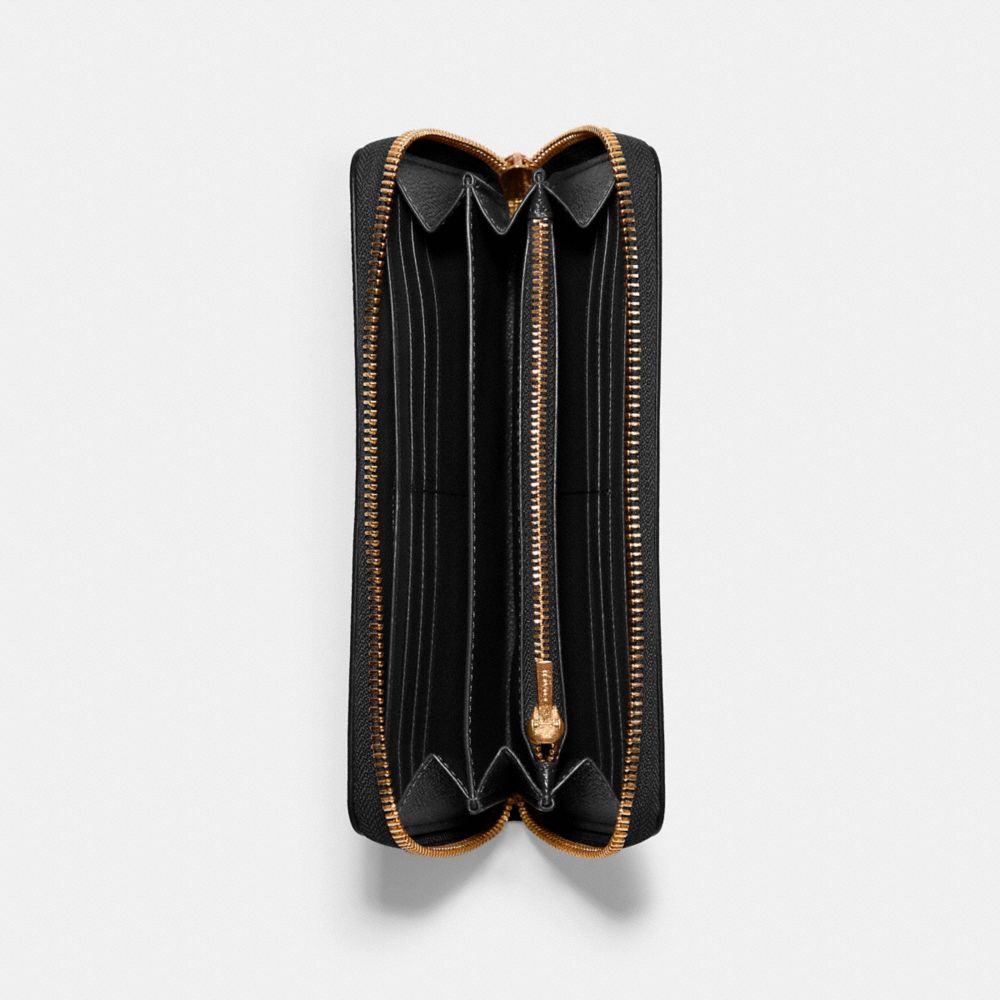 Coach Long Zip Around Wallet Gold Black