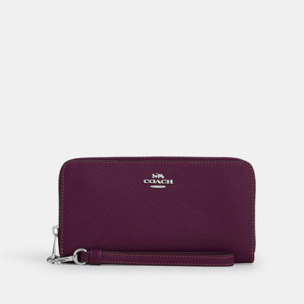 Coach Long Zip Around Wallet Silver