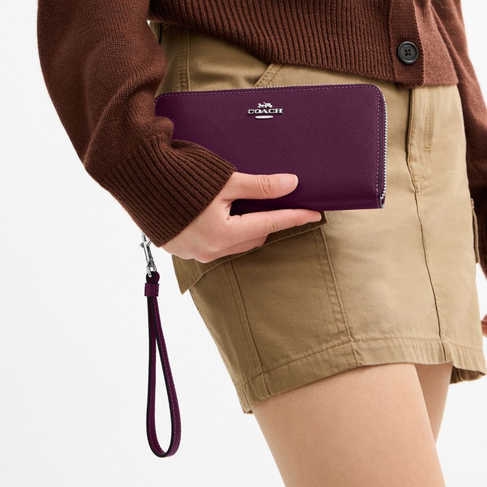 Coach Long Zip Around Wallet Silver