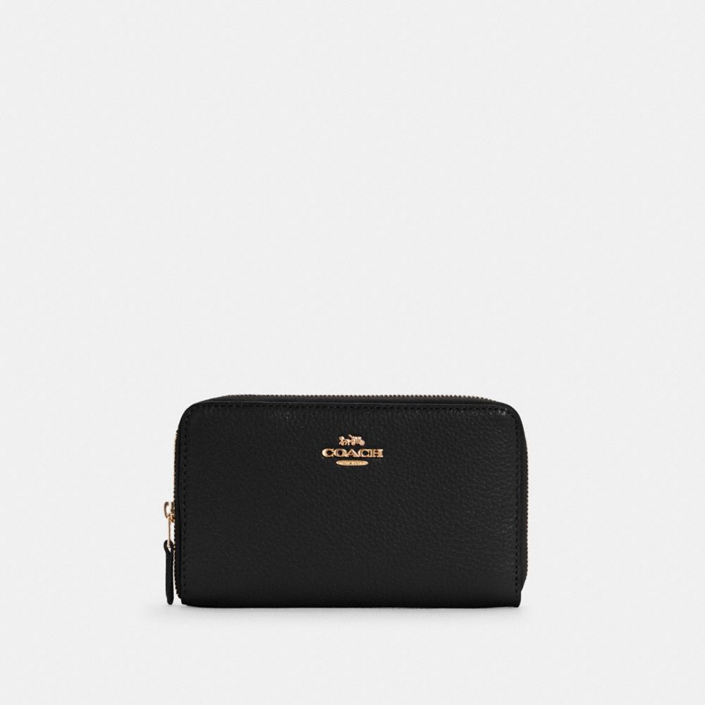 Coach Medium Id Zip Wallet Gold Black