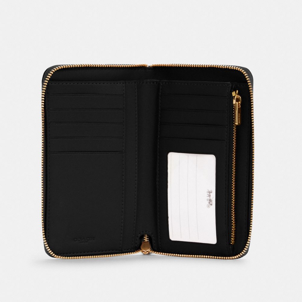 Coach Medium Id Zip Wallet Gold Black