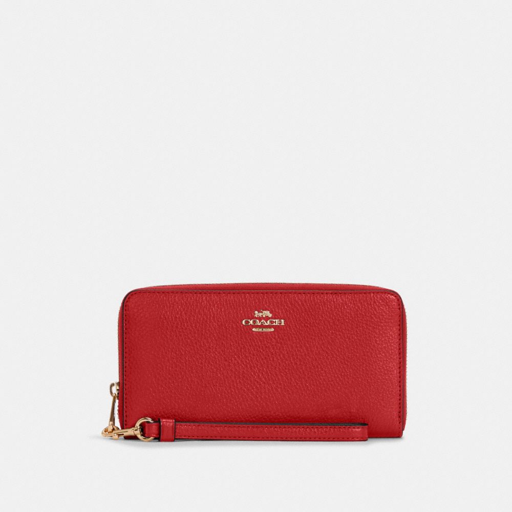 Coach Long Zip Around Wallet Gold True Red