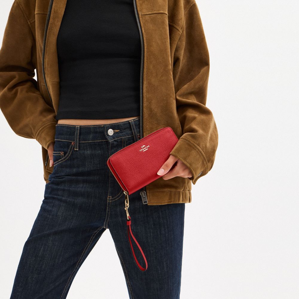 Coach Long Zip Around Wallet Gold True Red