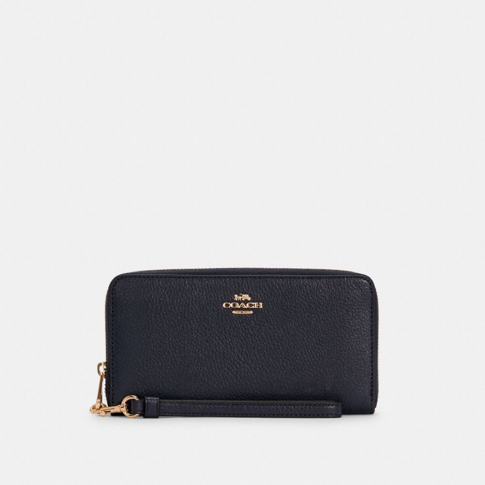 Coach Long Zip Around Wallet Gold Midnight