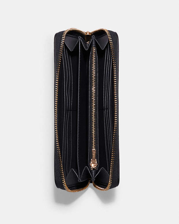 Long Zip Around Wallet Pebbled Leather-Gold-Midnight Pebbled Leather-Gold-Midnight