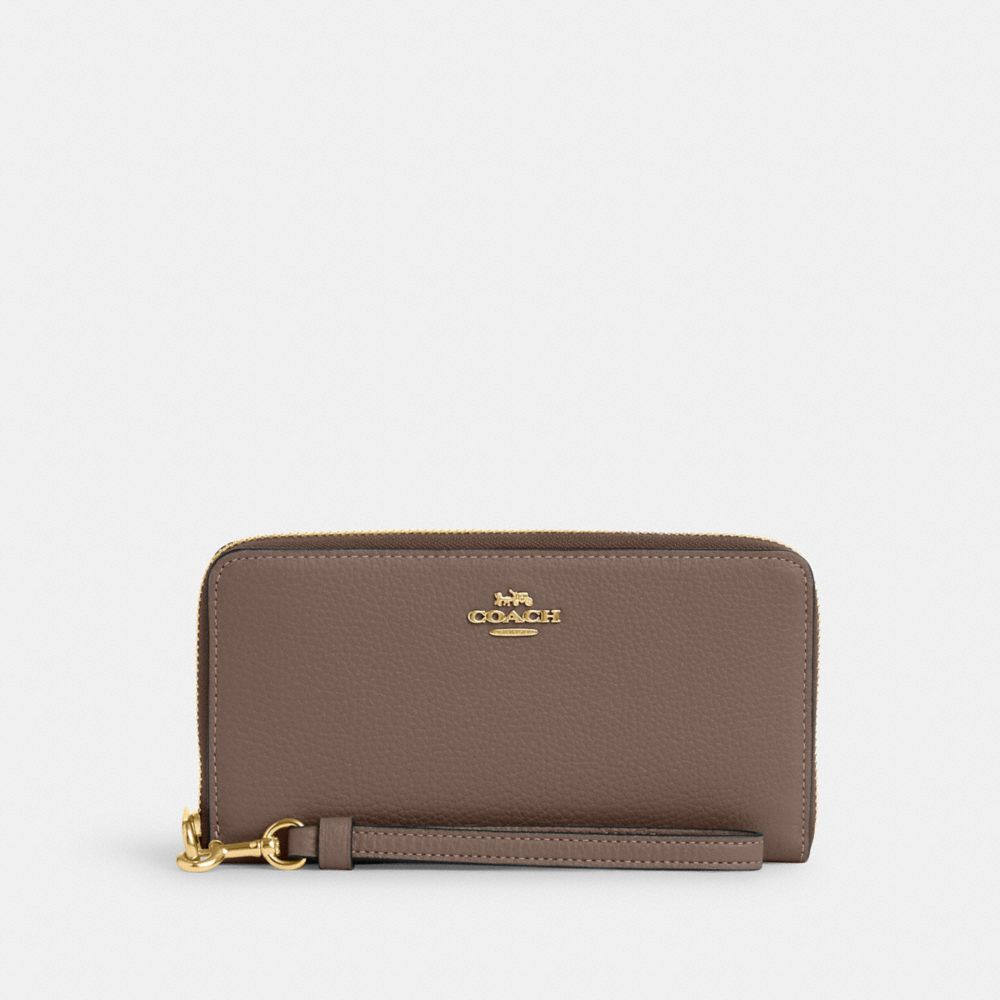Coach Long Zip Around Wallet Gold Dark Stone