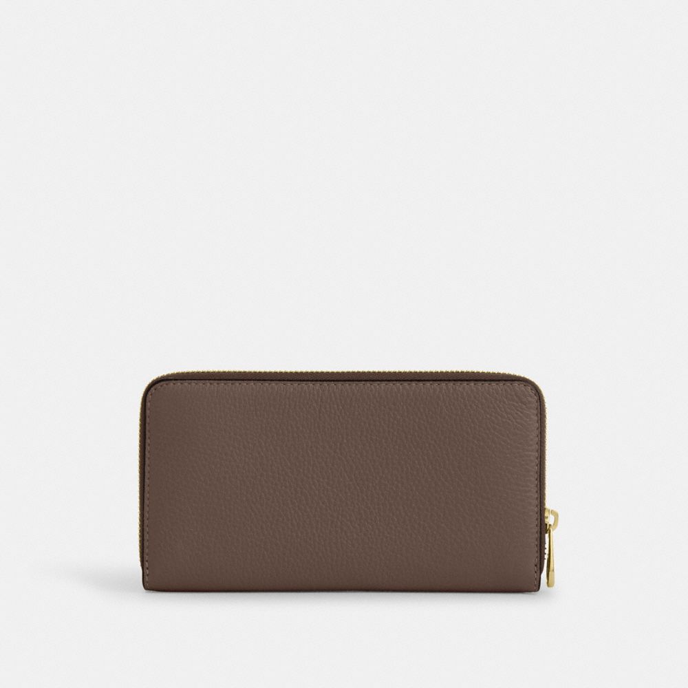 Coach Long Zip Around Wallet Gold Dark Stone