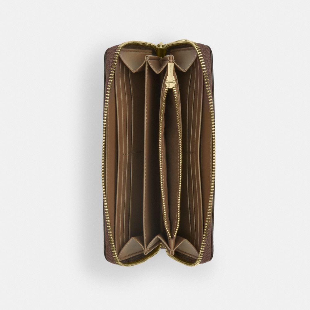 Coach Long Zip Around Wallet Gold Dark Stone