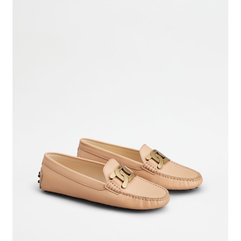 Tods Kate Gommino Driving Shoes In Leather Pink Womens