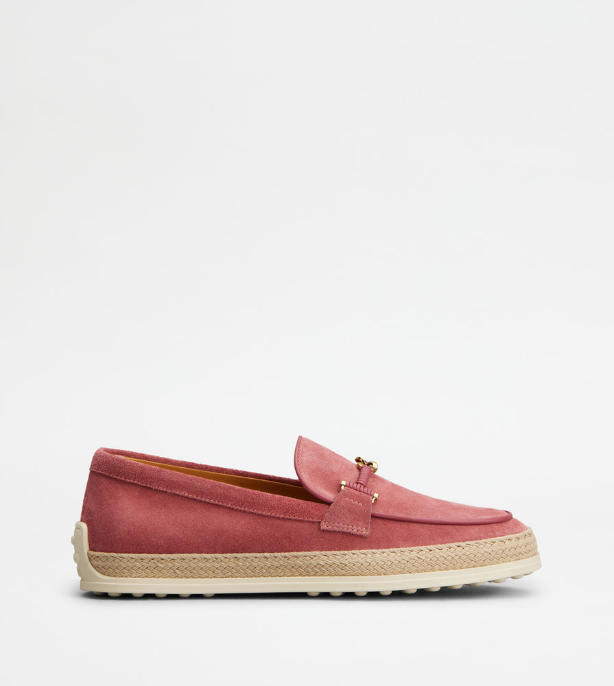 Tods Loafers In Suede Pink Womens