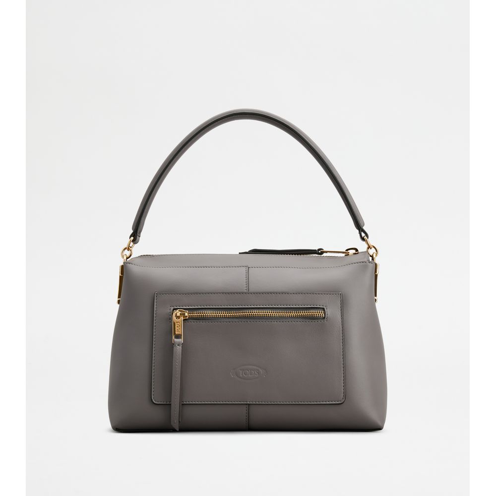 Tods T Case Bauletto In Leather Small Grey