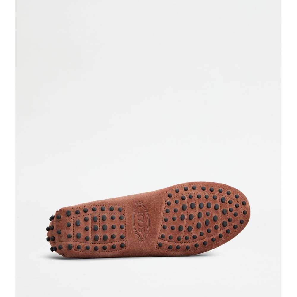 Tods Gommino Driving Shoes In Suede Brown Womens