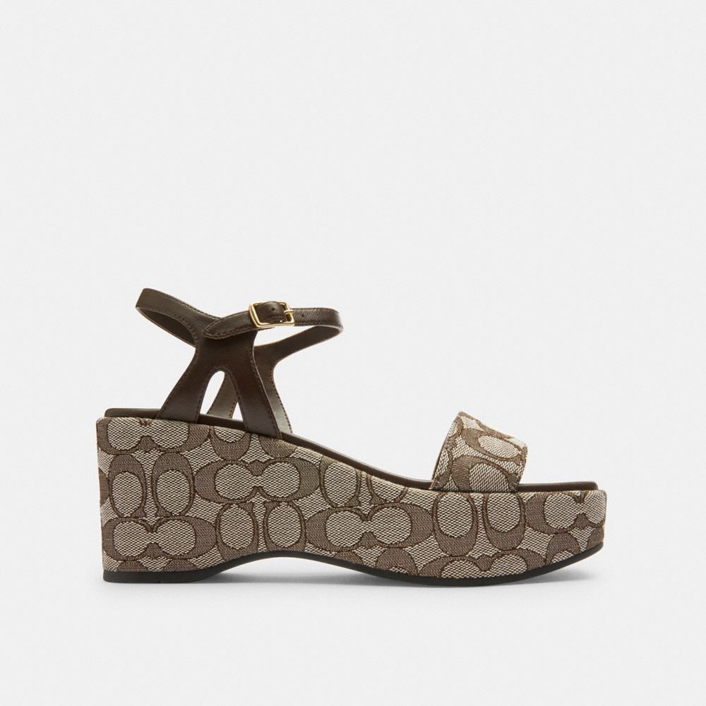 Coach Gale Wedge Sandal In Signature Jacquard Maple