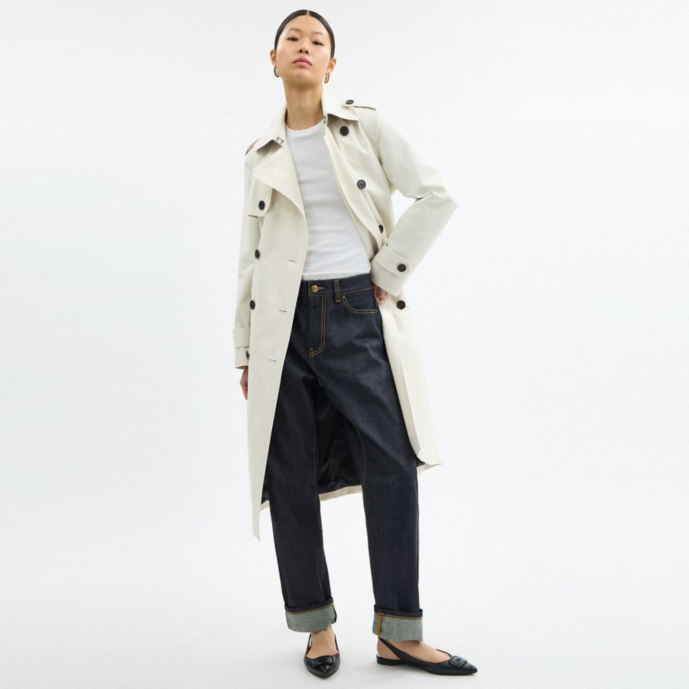 Coach Long Trench Ecru