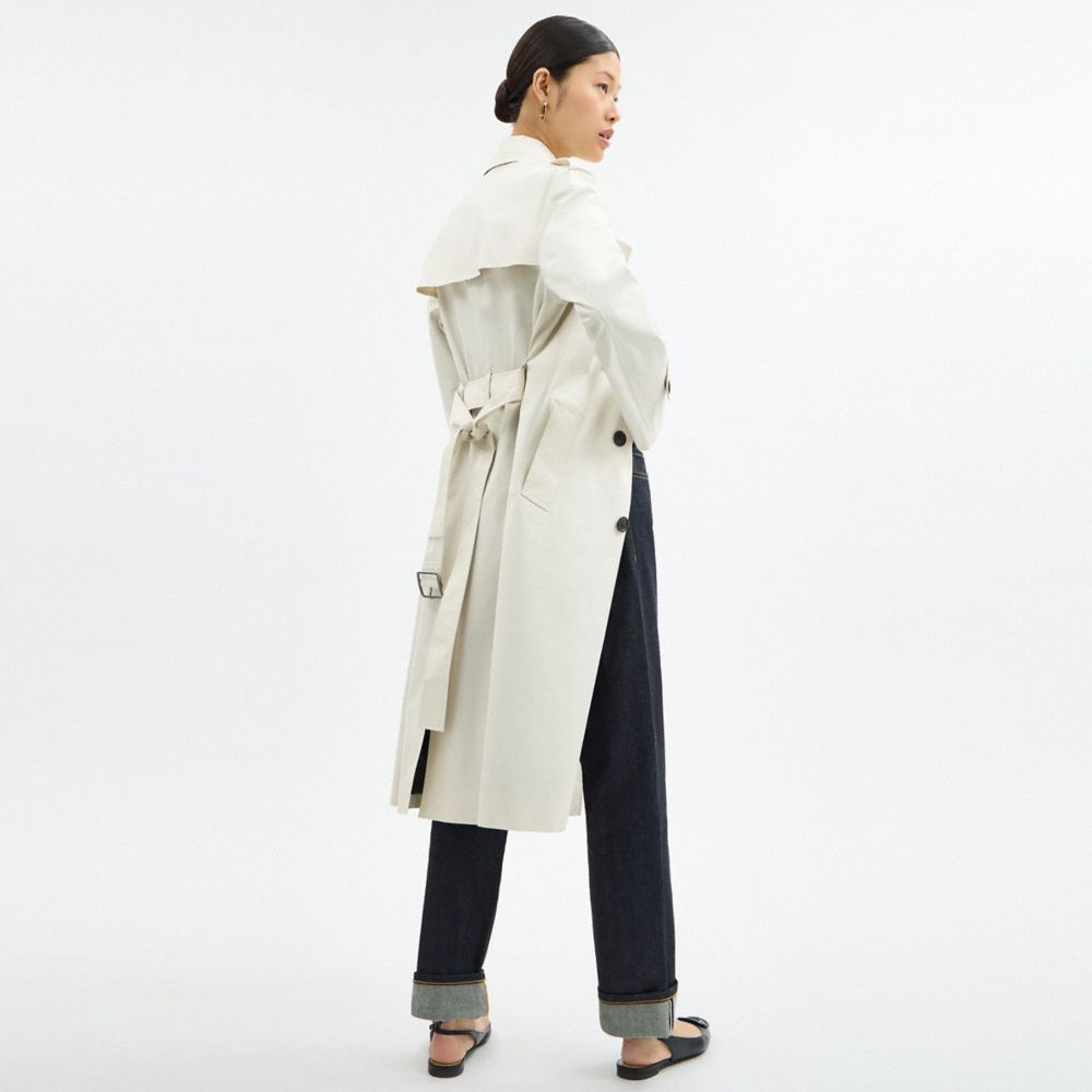 Coach Long Trench Ecru