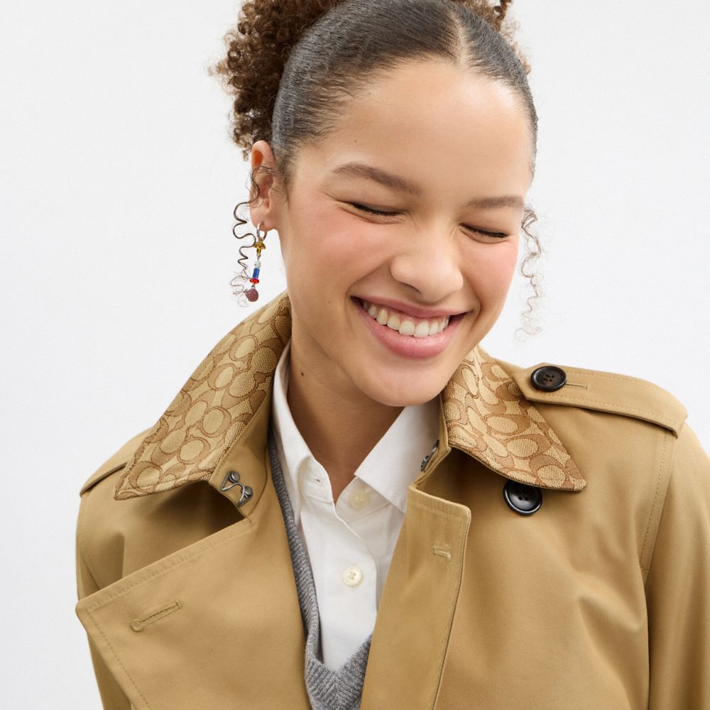 Coach Mid Trench Coat With Signature Collar Khaki