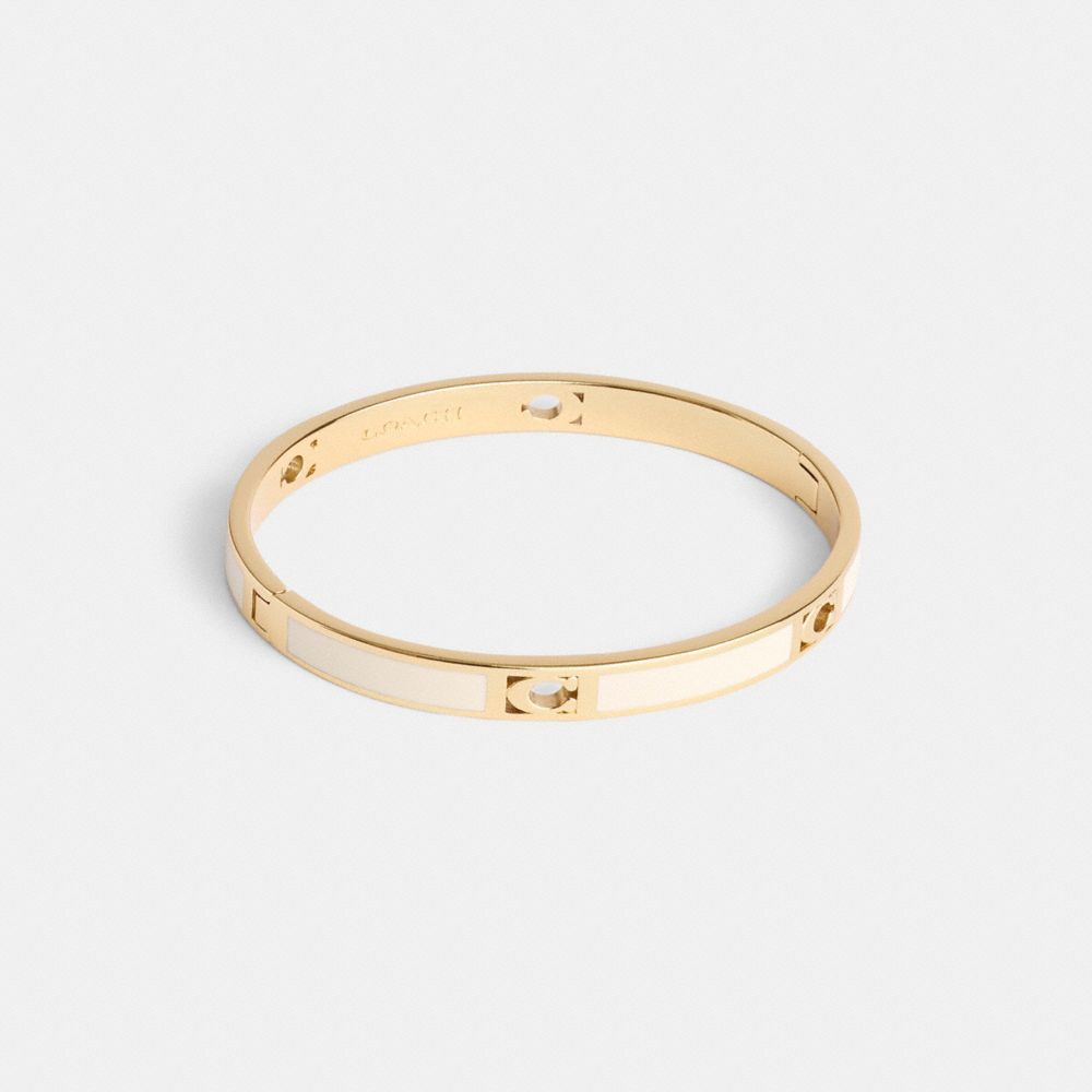 Coach Signature Enamel Bangle Gold Chalk