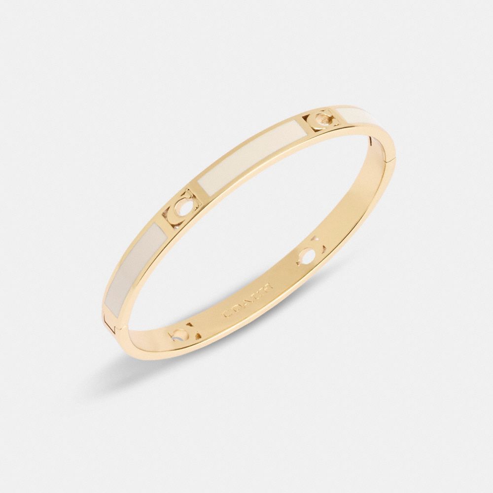 Coach Signature Enamel Bangle Gold Chalk