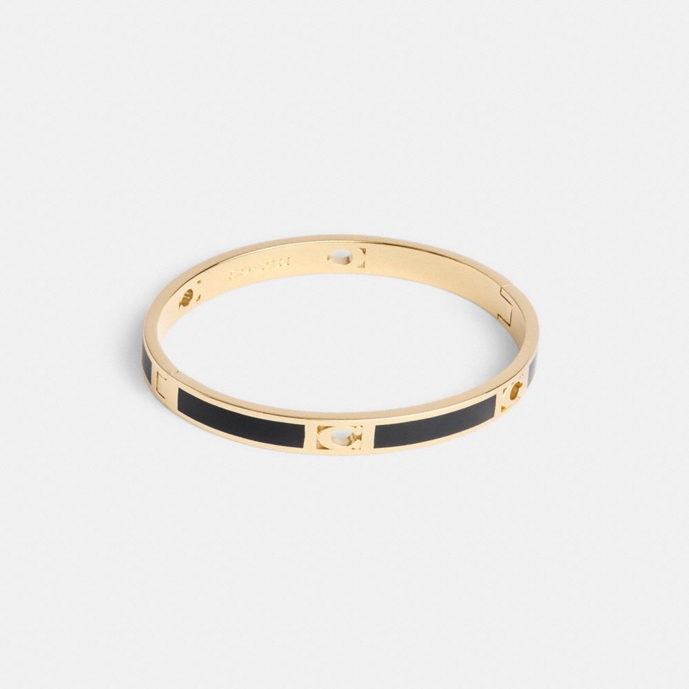 Coach Signature Enamel Bangle Gold Black