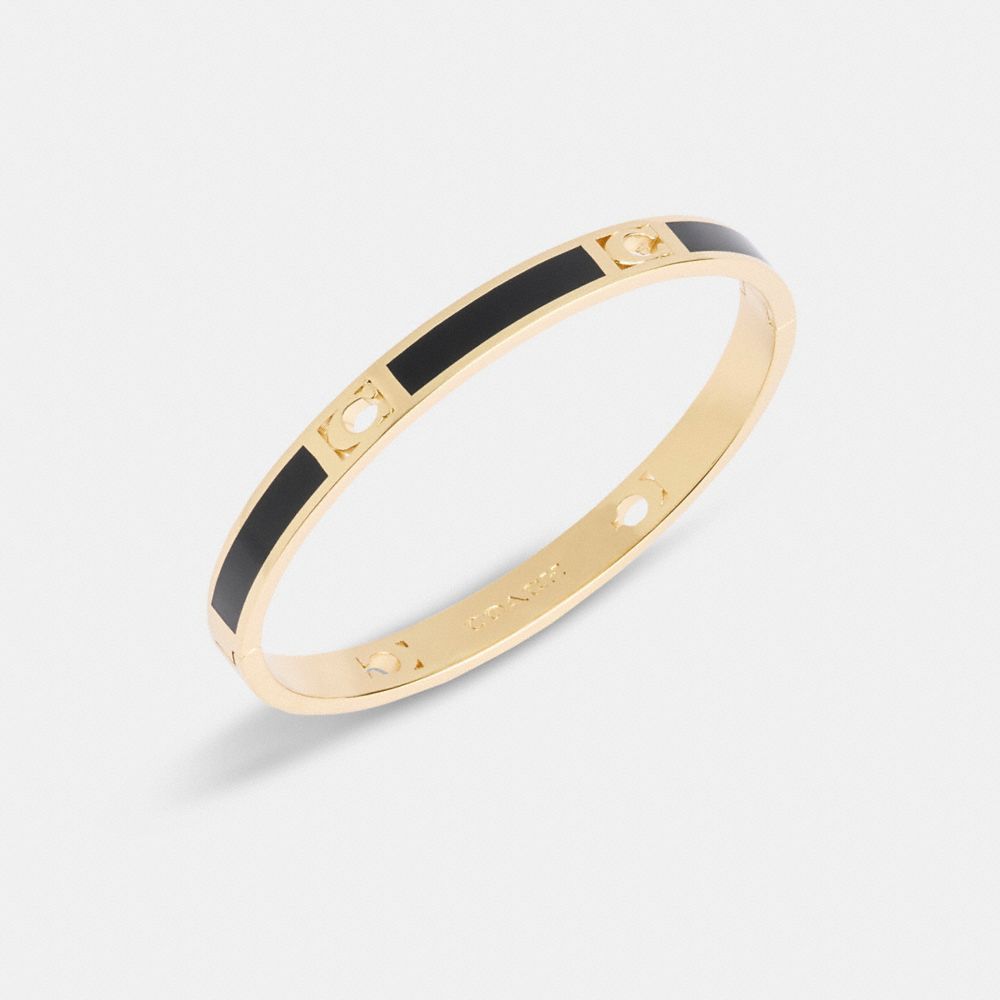 Coach Signature Enamel Bangle Gold Black