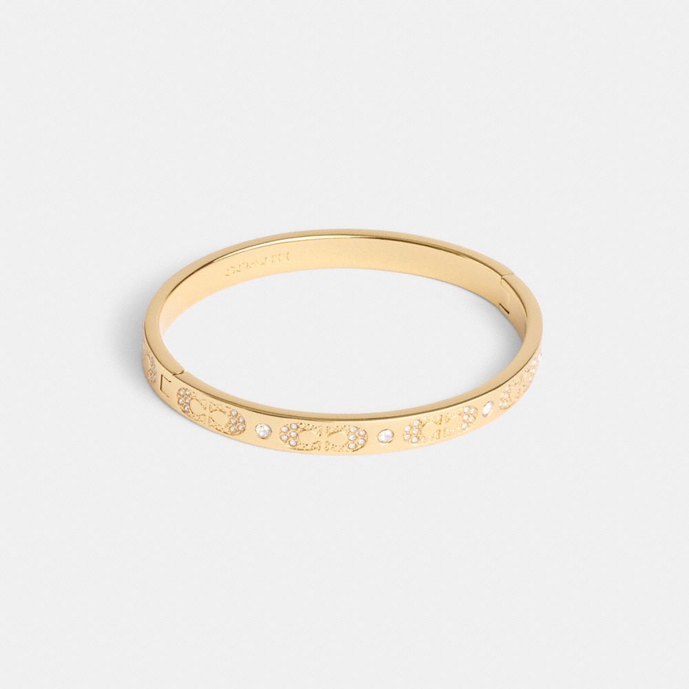 Coach Signature Pavé Hinged Bangle Gold