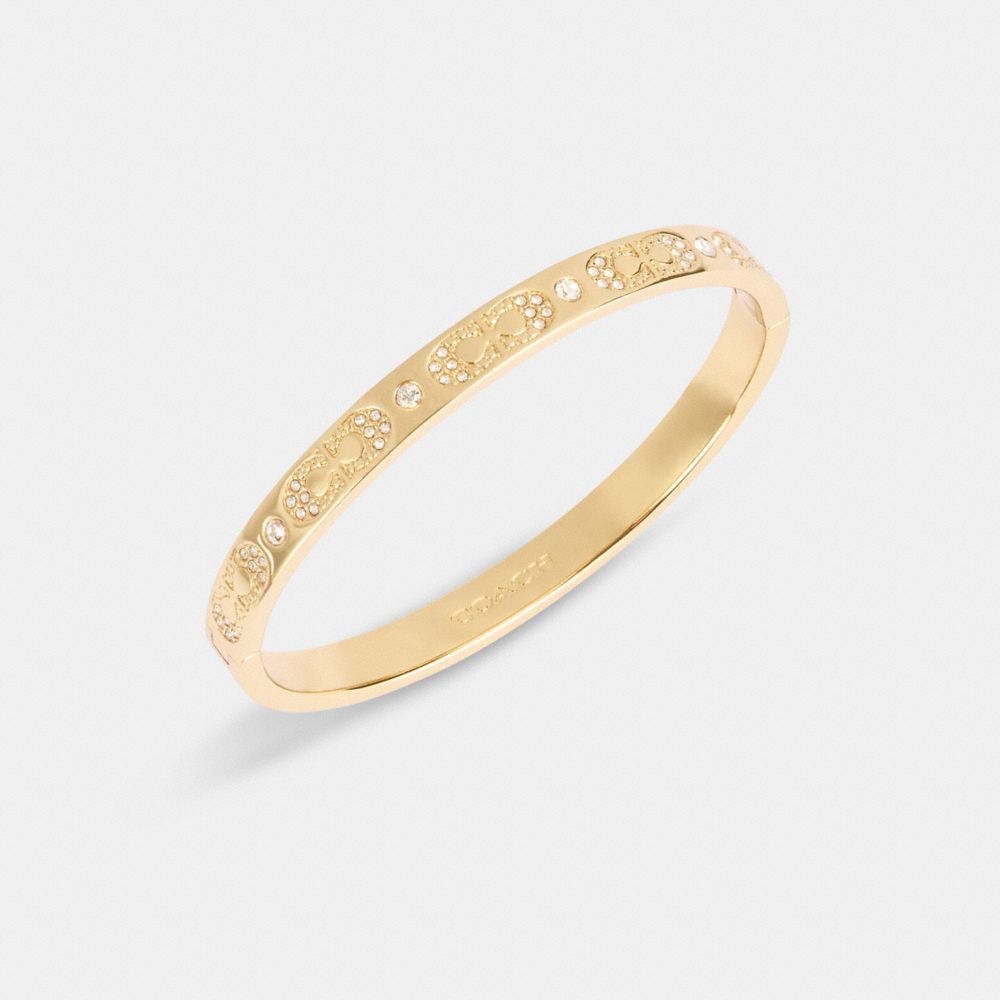 Coach Signature Pavé Hinged Bangle Gold