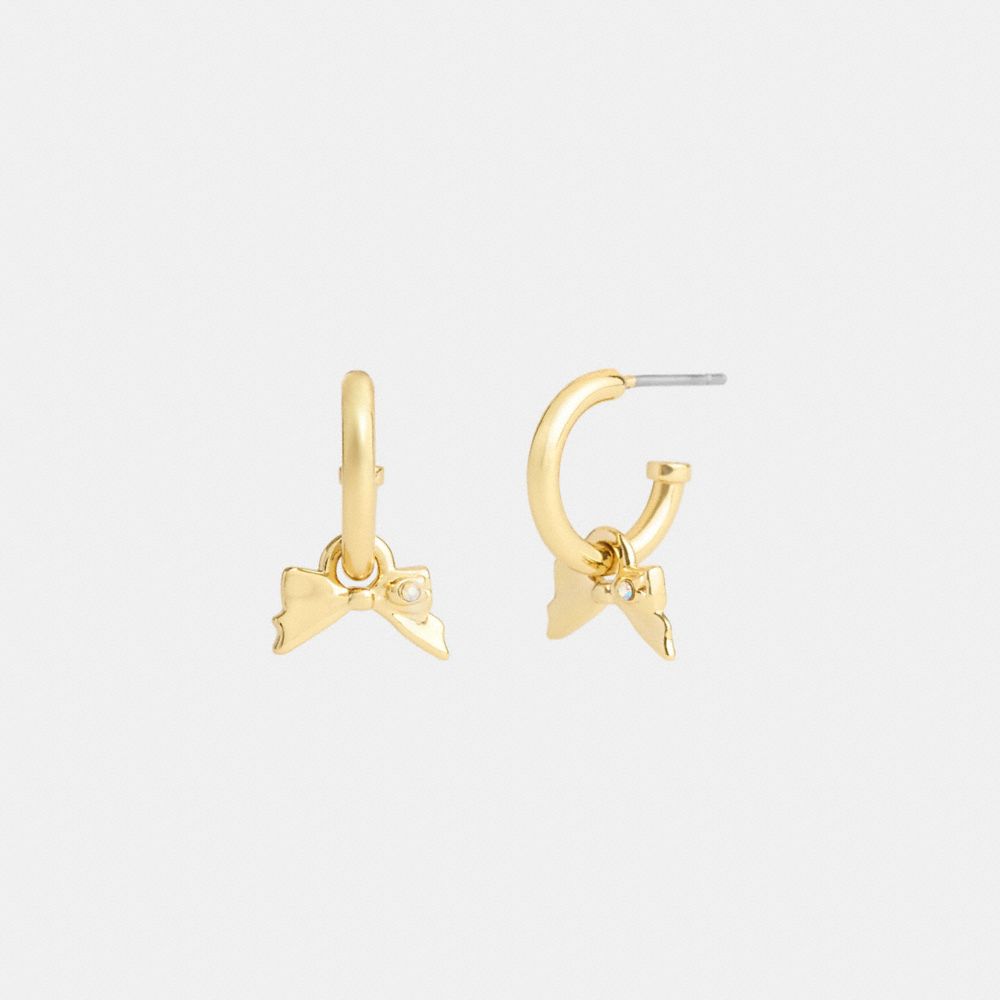 Coach Mini Bow Charm Huggie Earrings Gold