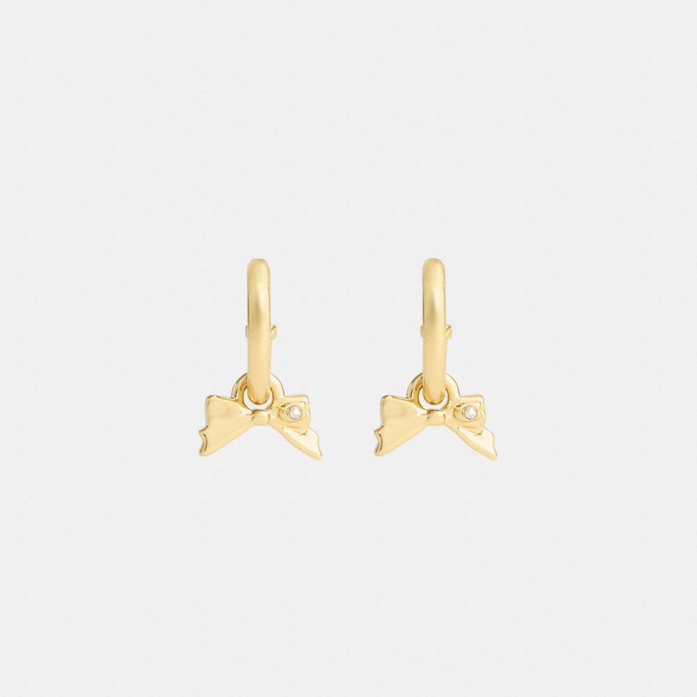 Coach Mini Bow Charm Huggie Earrings Gold