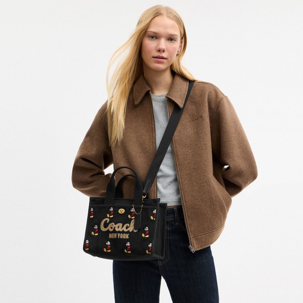 Coach Disney X Coach Cargo Tote Bag 26 With Mickey Mouse In Regenerative Cotton Canvas Brass/Black Multi