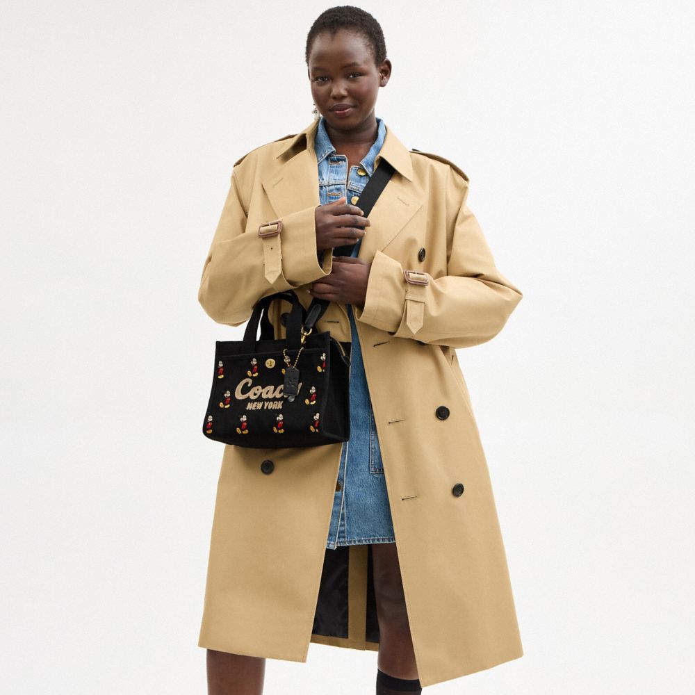 Coach Disney X Coach Cargo Tote Bag 26 With Mickey Mouse In Regenerative Cotton Canvas Brass/Black Multi