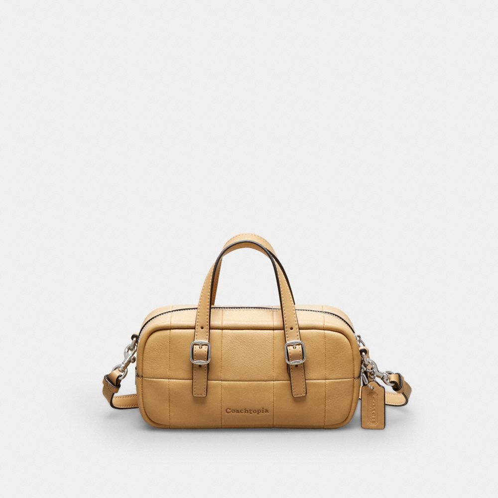 Coach Alter/Ego Mini Satchel Bag In Checkerboard Upcrafted Leather With Crossbody Strap Tan
