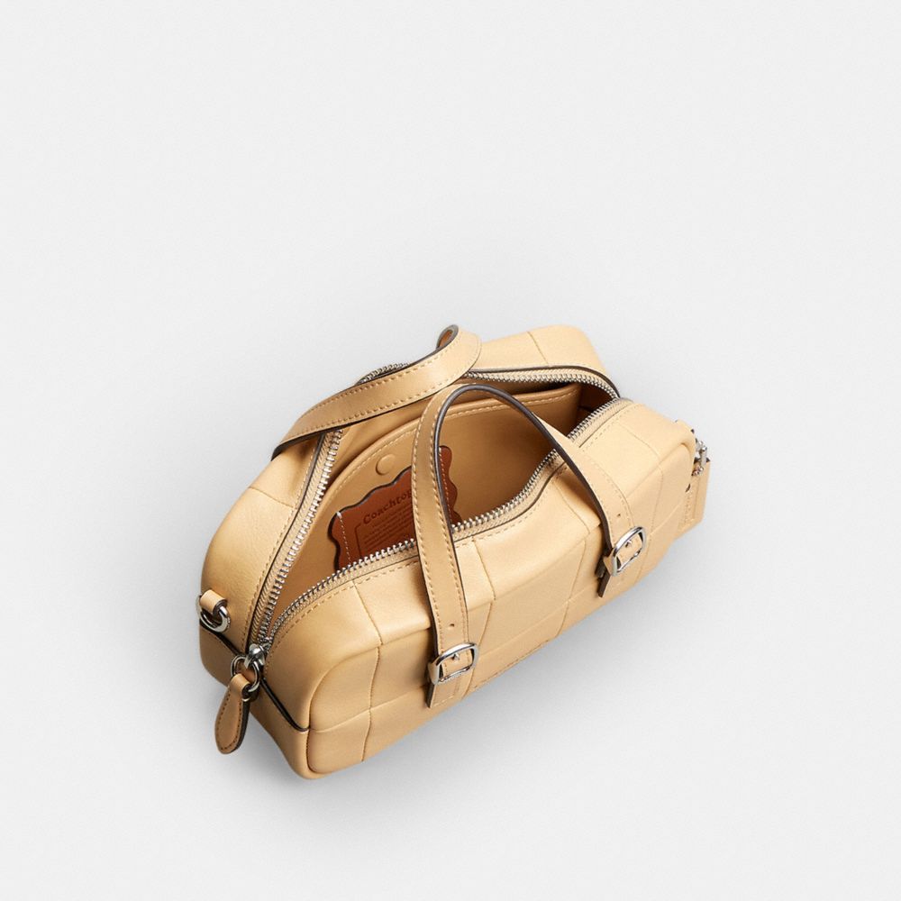 Coach Alter/Ego Mini Satchel Bag In Checkerboard Upcrafted Leather With Crossbody Strap Tan