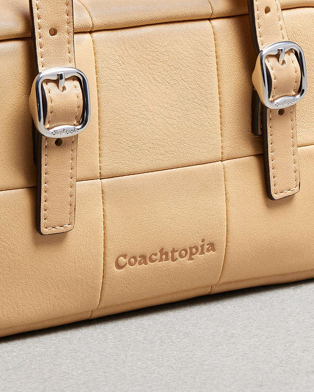 Alter/Ego Mini Satchel Bag In Checkerboard Upcrafted Leather With Crossbody Strap Tan Tan