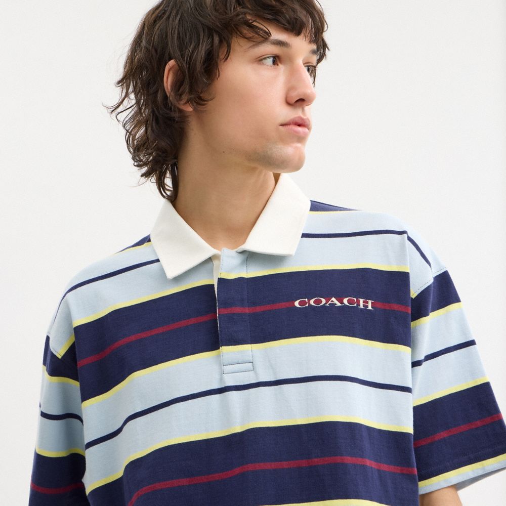 Coach Relaxed Striped Polo Blue Stripe