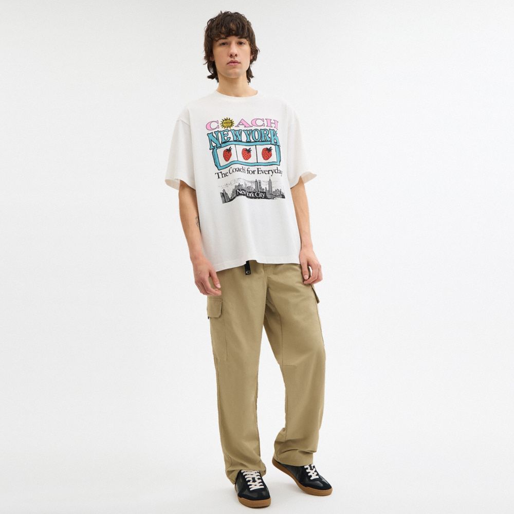 Coach New York Collage Relaxed T Shirt In Organic Cotton White