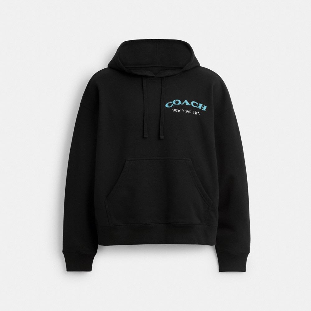 Coach Leatherware Collage Relaxed Hoodie Black