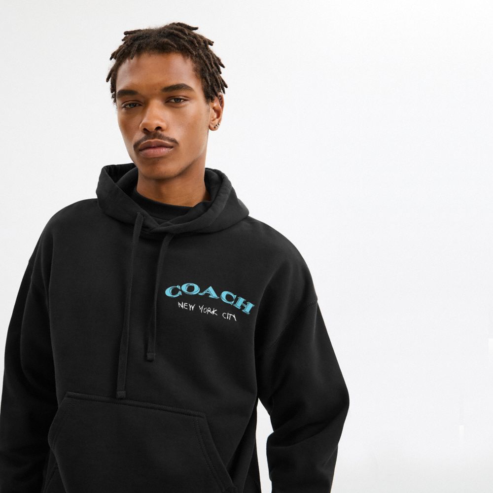 Coach Leatherware Collage Relaxed Hoodie Black