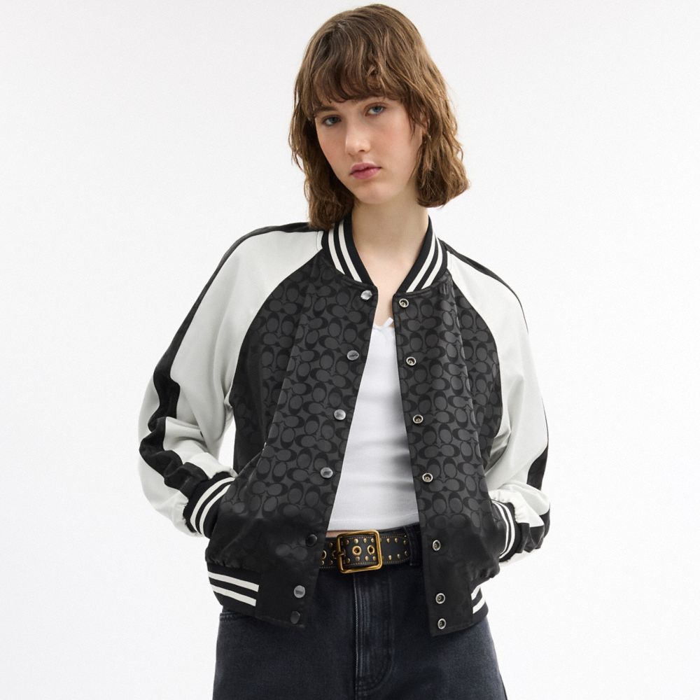 Coach Reversible Signature Souvenir Varsity Jacket Black