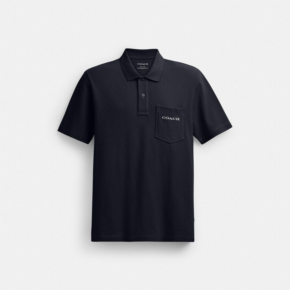 Coach Pocket Polo In Organic Cotton Navy