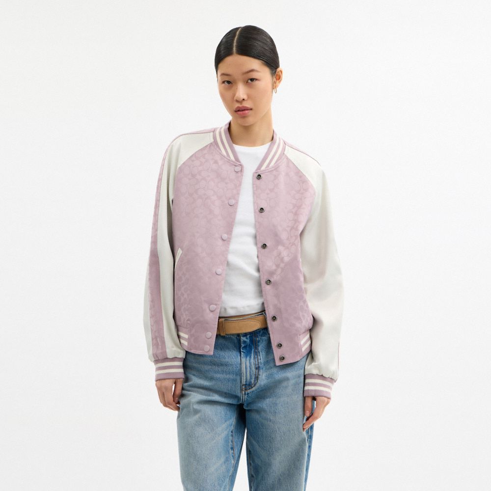 Coach Reversible Spring Blossom Signature Souvenir Jacket Mauve