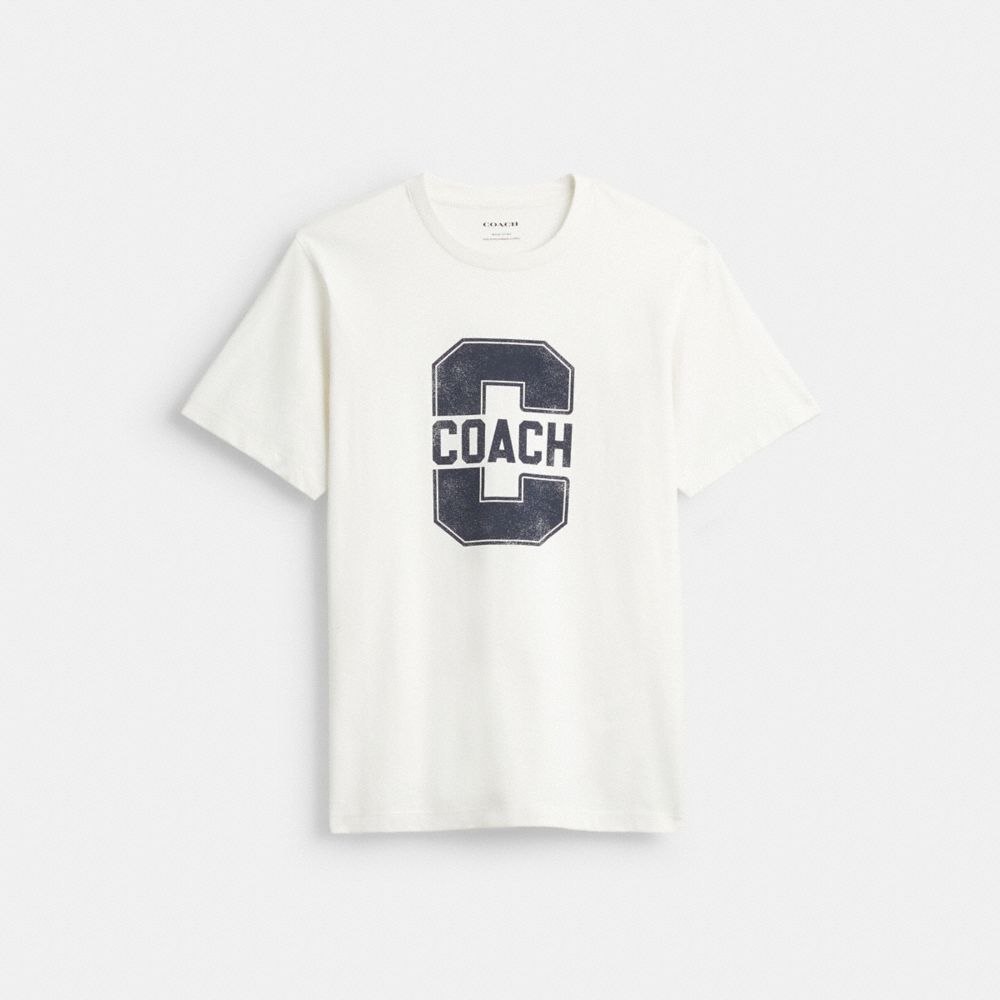 Coach Varsity Classic T Shirt In Organic Cotton Vintage Ivory